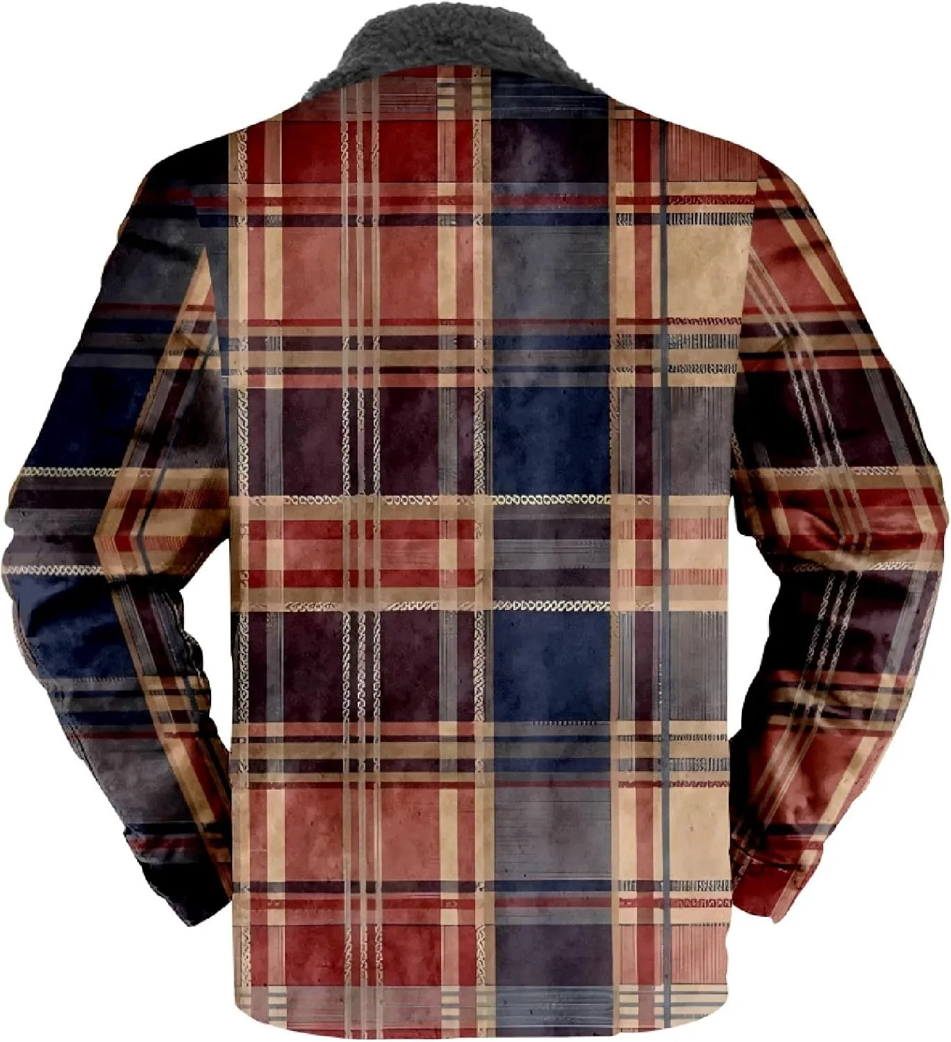 Flannel Jacket for Men Without Hood Zip up Hooded Heavyweight Thick Fleece Lined Winter Warm Plaid Shirt Jacket Big Tall