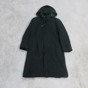 French Connection Womens Wool Overcoat Trench Outwear Coats Hooded Black Size 8
