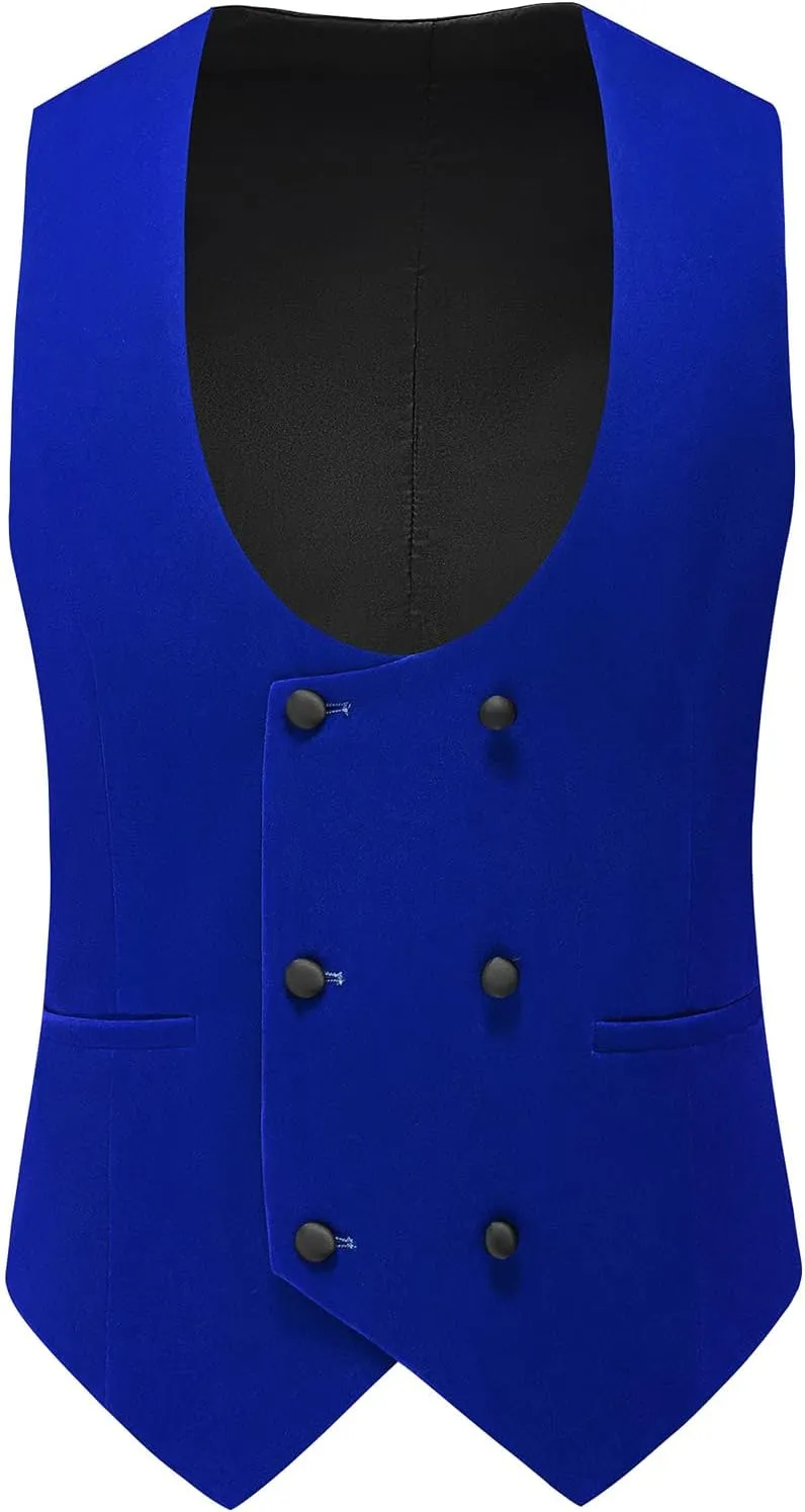 Mens Velvet 3 Piece Suits Slim Fit Peaked Lapel One Button Tuxedo Dinner Jacket Vest Pants Suit Set