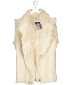 Mint Velvet Cream Real Shearling  / Suede Reversible Gilet UK M