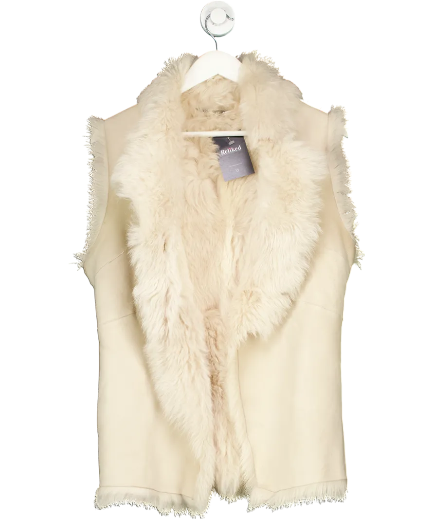 Mint Velvet Cream Real Shearling  / Suede Reversible Gilet UK M