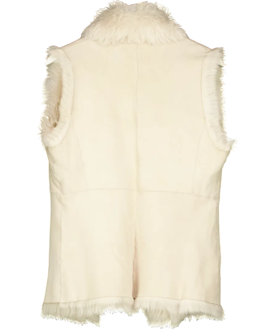 Mint Velvet Cream Real Shearling  / Suede Reversible Gilet UK M