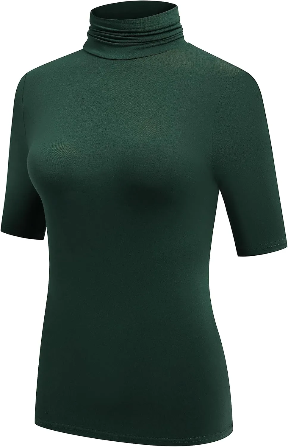 OThread & Co. Women's Half Sleeve Turtleneck T-Shirt Basic Stretch Layer Comfy High Neck Top