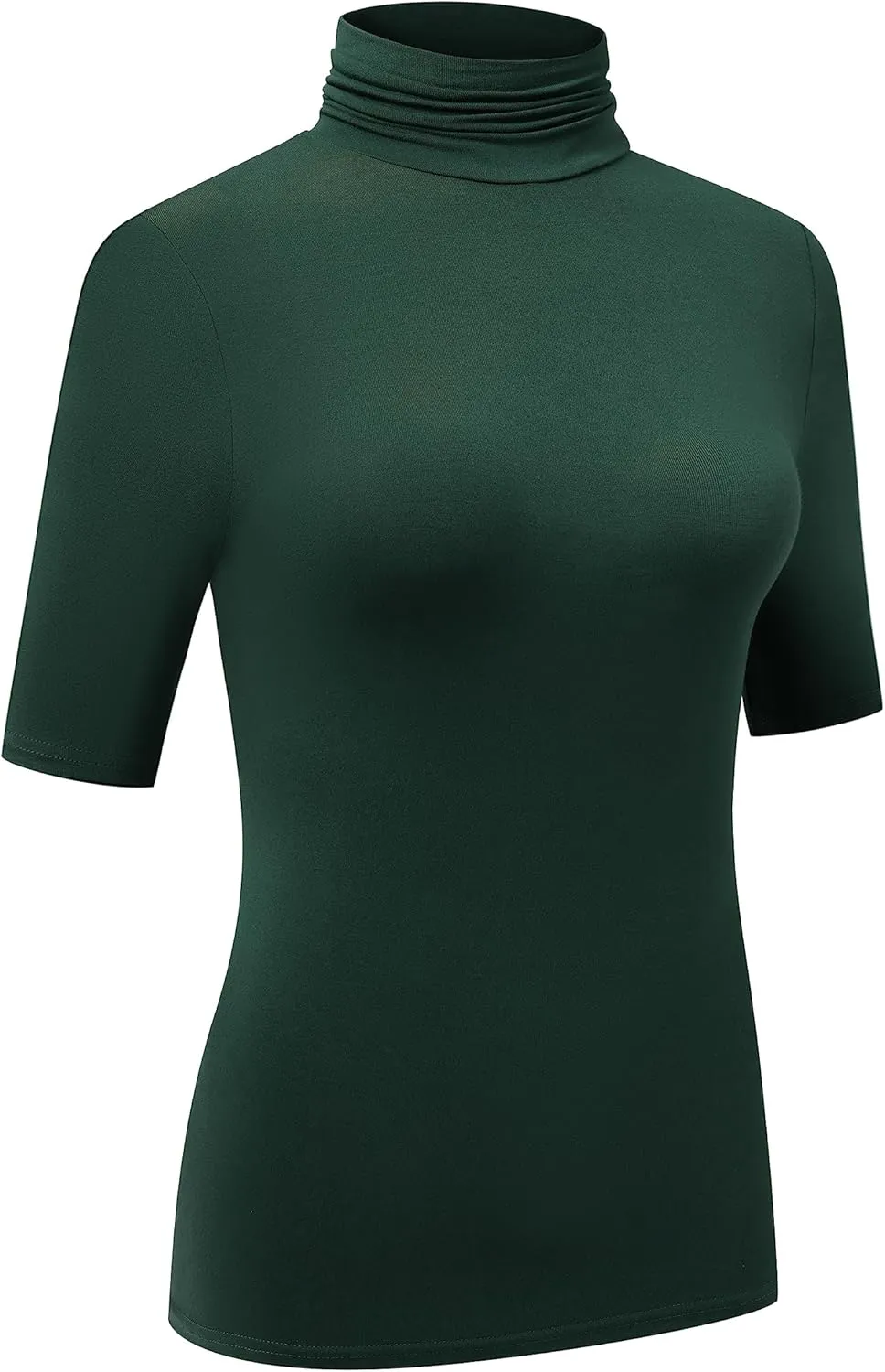 OThread & Co. Women's Half Sleeve Turtleneck T-Shirt Basic Stretch Layer Comfy High Neck Top