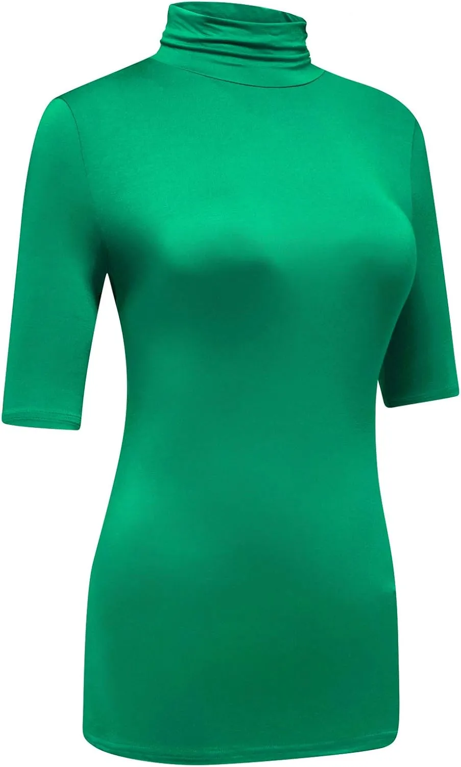 OThread & Co. Women's Half Sleeve Turtleneck T-Shirt Basic Stretch Layer Comfy High Neck Top