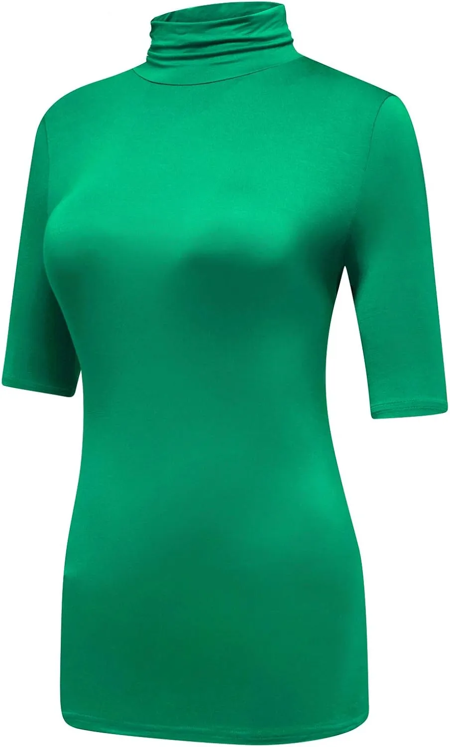 OThread & Co. Women's Half Sleeve Turtleneck T-Shirt Basic Stretch Layer Comfy High Neck Top