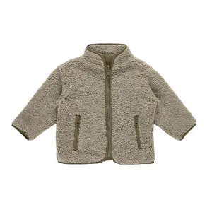 Quincy Mae Shearling Zip Jacket - Olive