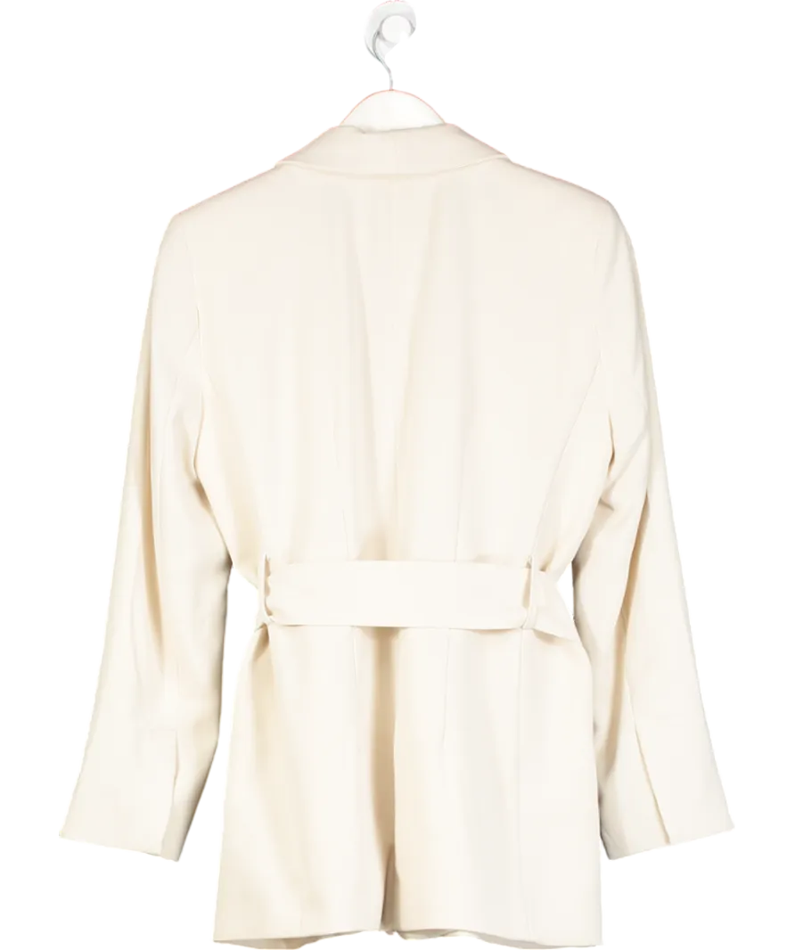 River Island Cream Belted Longline Blazer UK 10