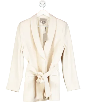 River Island Cream Belted Longline Blazer UK 10