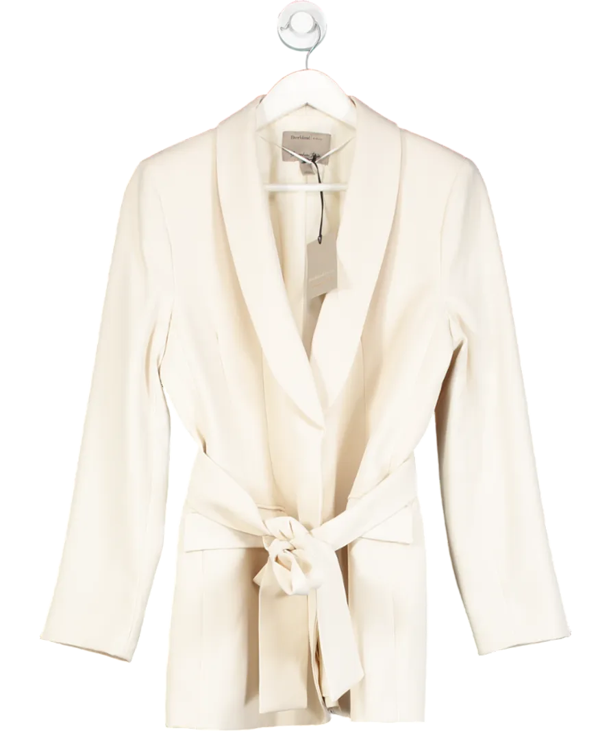 River Island Cream Belted Longline Blazer UK 10