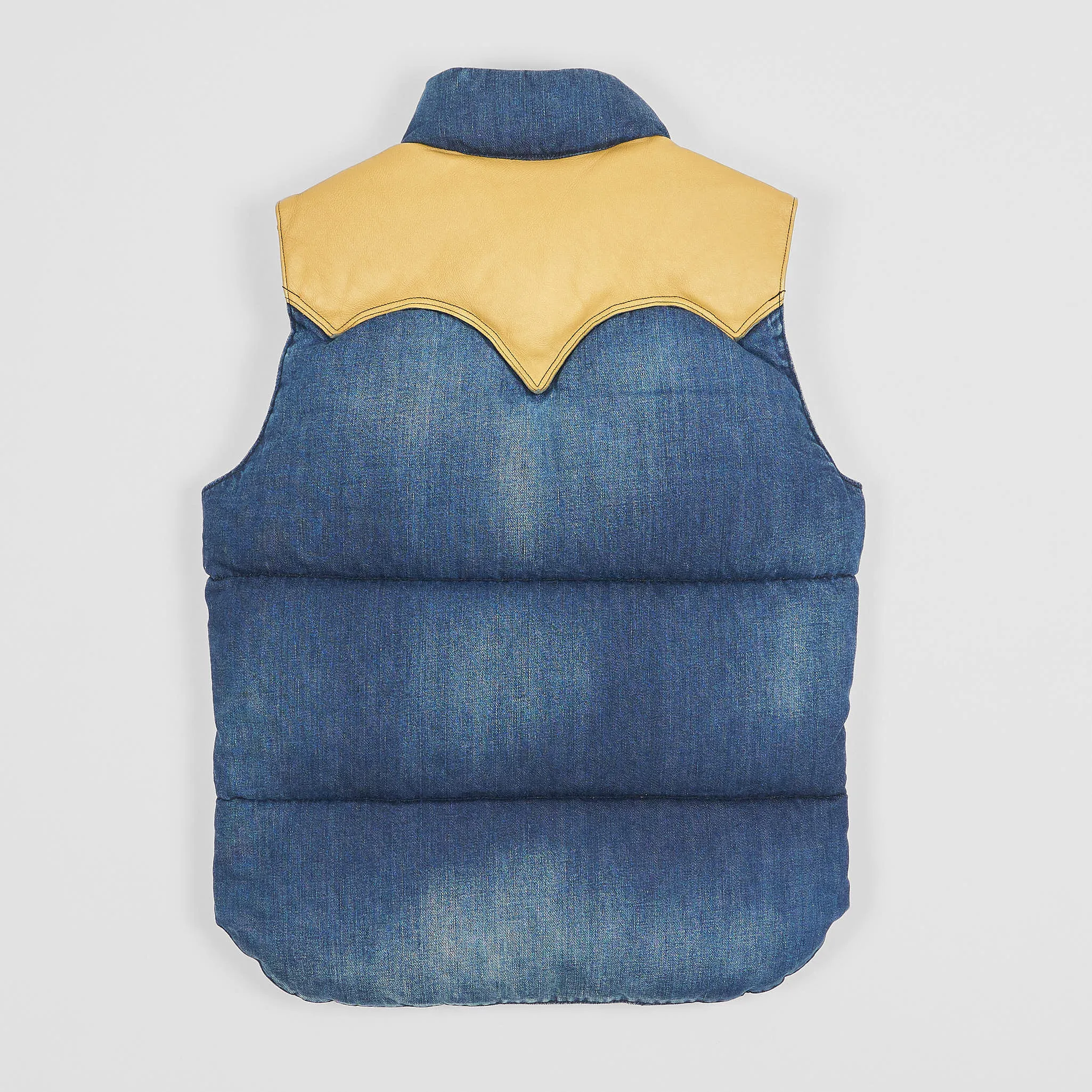 Rocky Mountain Featherbed Ladies Indigo Down Vest with Leather Yokes