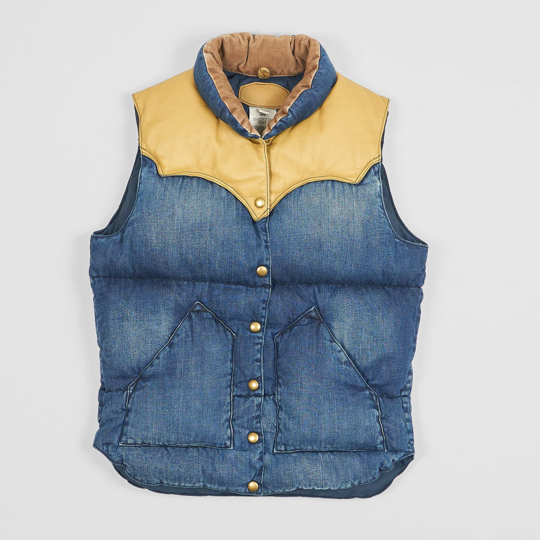 Rocky Mountain Featherbed Ladies Indigo Down Vest with Leather Yokes