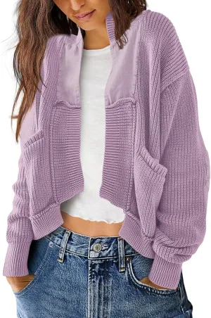 SENSERISE Womens Cardigan Sweaters Cable Knit Sweater Open Front Long Sleeve Chunky Cardigan Outerwear Coats