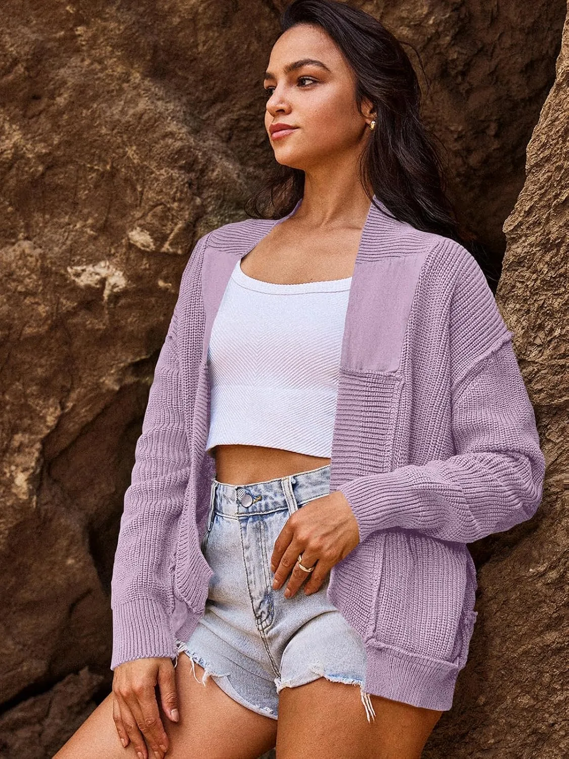 SENSERISE Womens Cardigan Sweaters Cable Knit Sweater Open Front Long Sleeve Chunky Cardigan Outerwear Coats