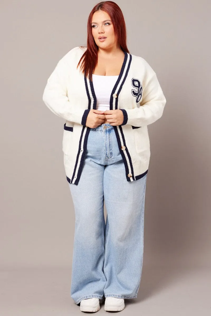 White Knit Cardigan Longline