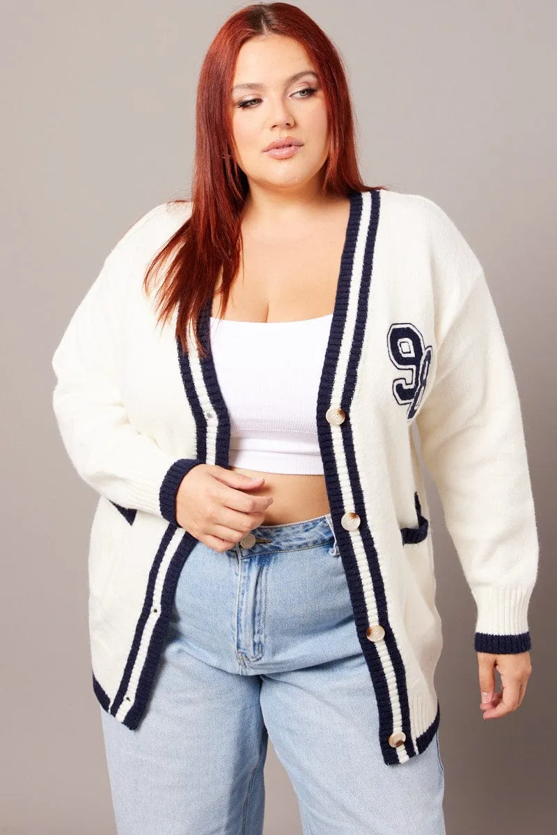 White Knit Cardigan Longline