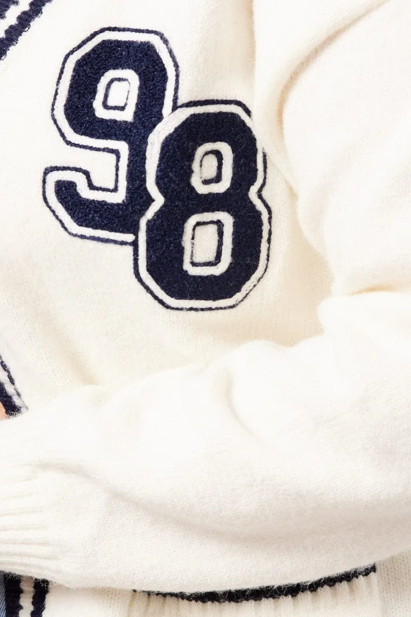 White Knit Cardigan Longline