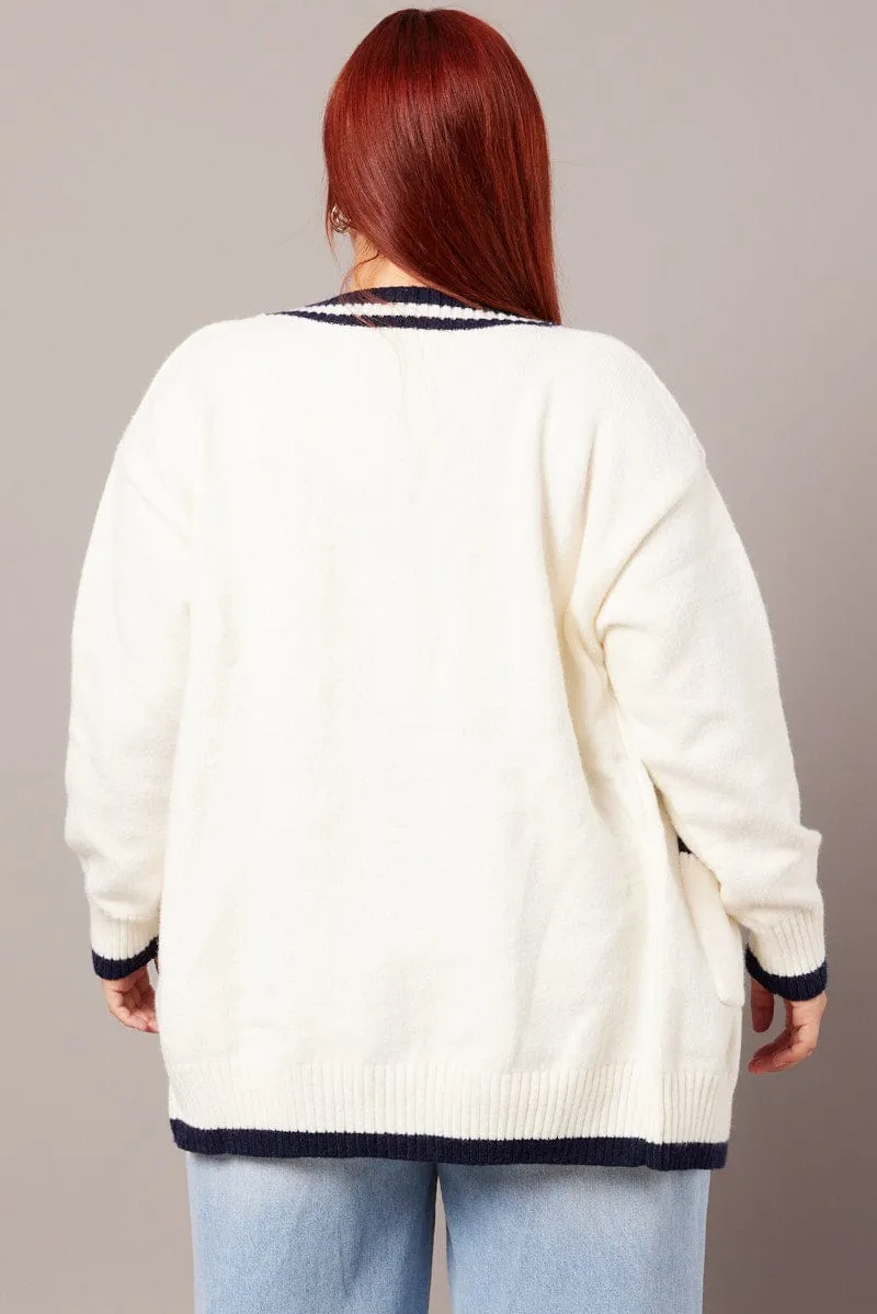 White Knit Cardigan Longline