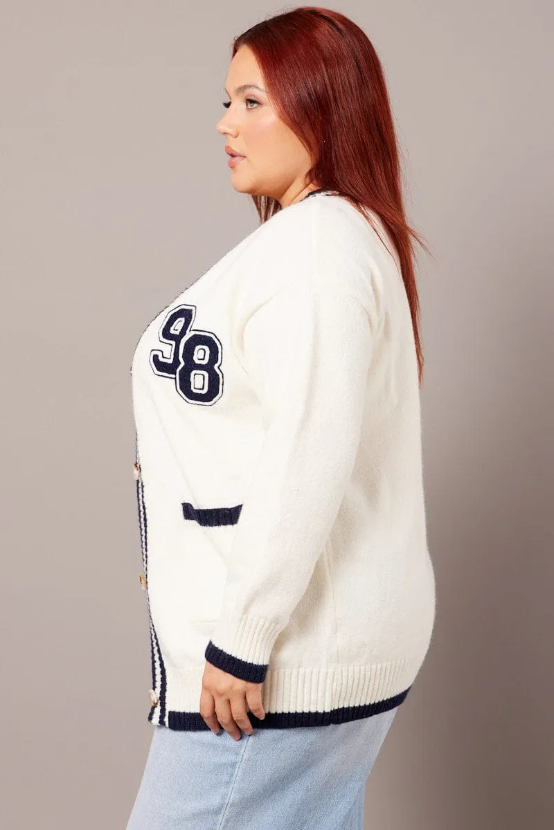 White Knit Cardigan Longline